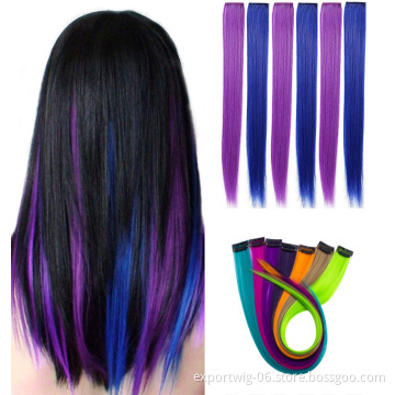 Colorful Clip Hair Extension Colored Clip in Hair Extensions for Women Kids Girls Hair Color Extensions 20" Clip